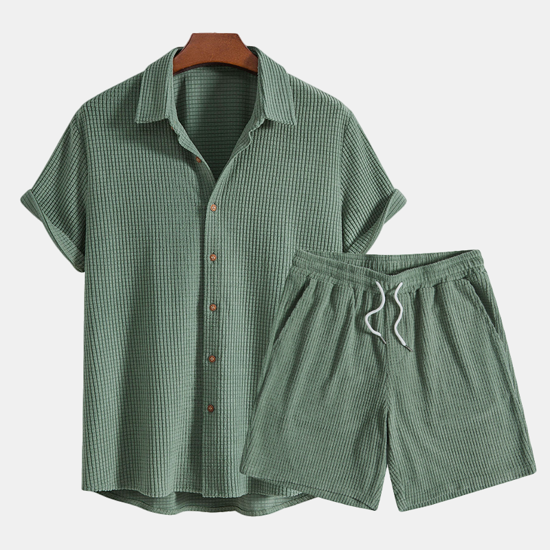 Dam Loungewear Set i Våffelstickad Design 4