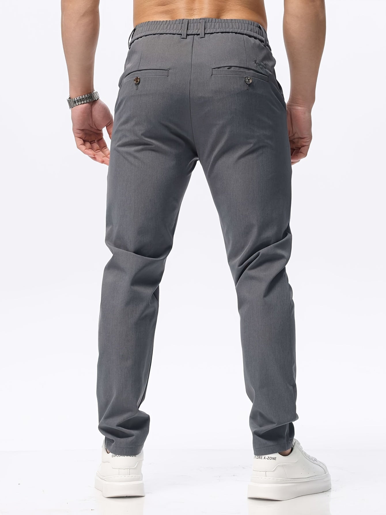 Herrbyxor Elastiska Midjeband Slim Fit-5