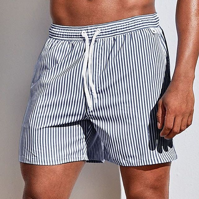 Badbyxor Herr Bomull Randiga Badshorts för Sommar