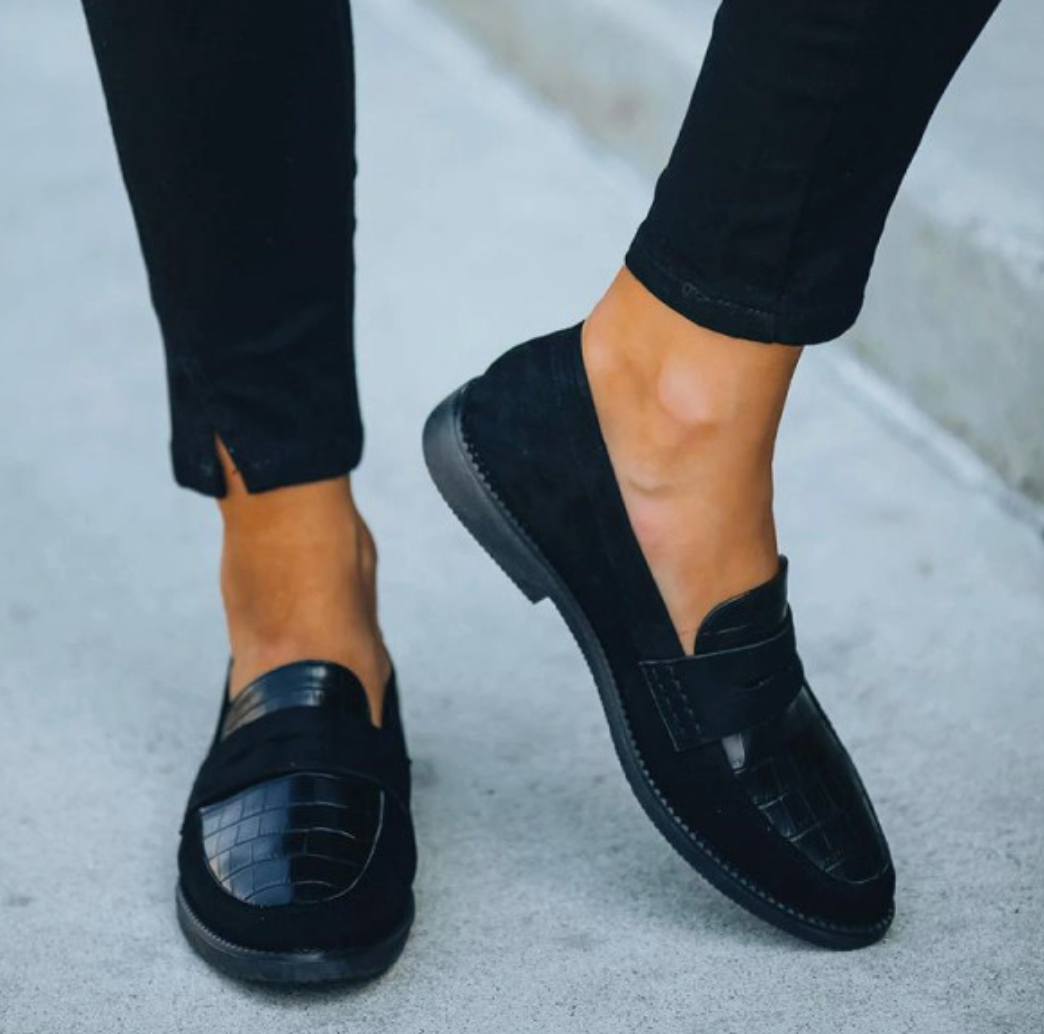 Damskor Mocka Loafers Krokodiltryck Elegant Komfort-4