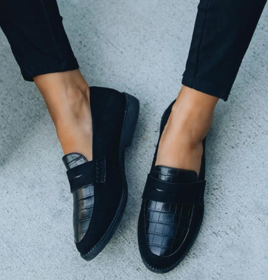 Damskor Mocka Loafers Krokodiltryck Elegant Komfort-3