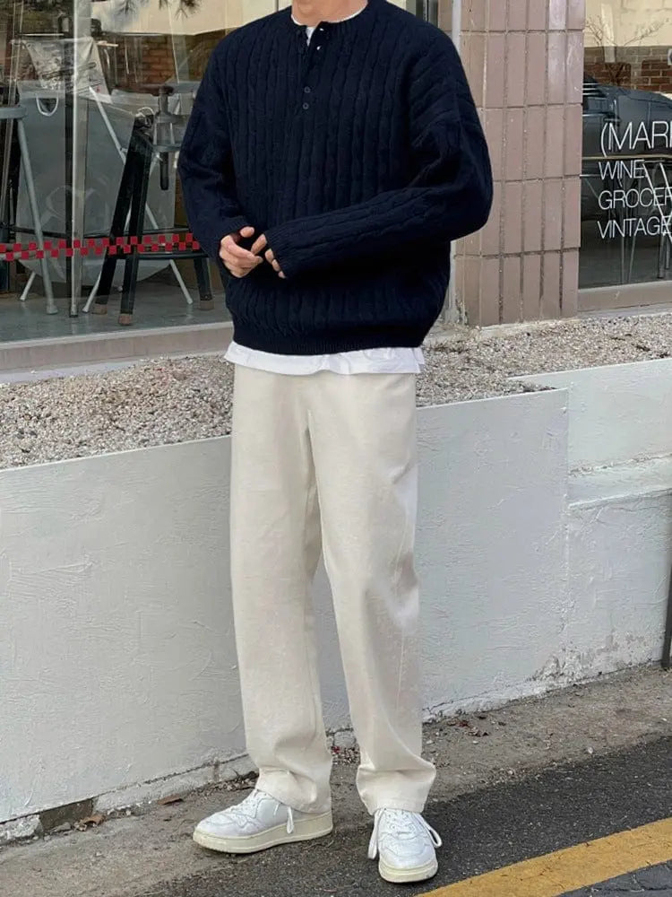 ByCastello | Stilren Henley Pullover för Män