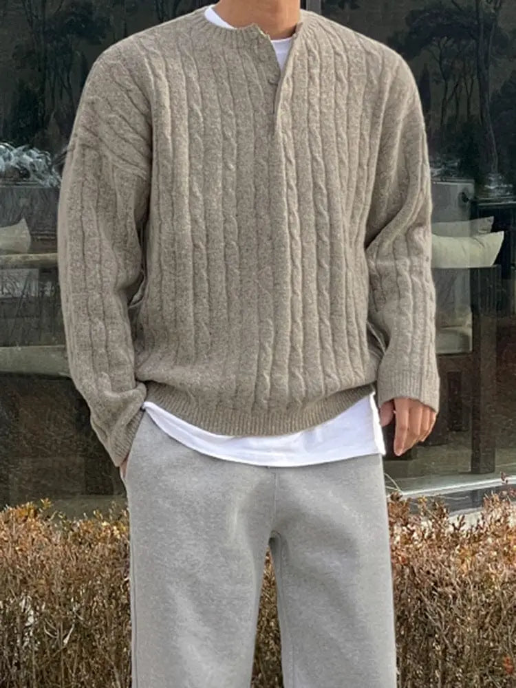 ByCastello | Stilren Henley Pullover för Män