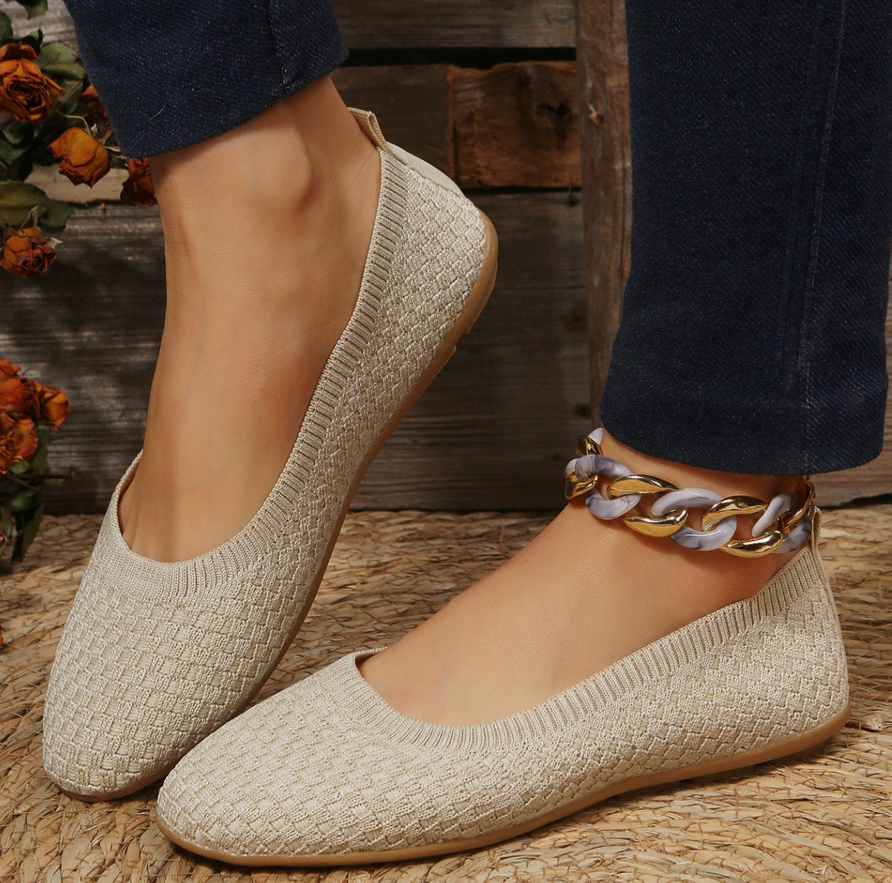 Dam Ballerina Skor i Skinn med Elegant Design