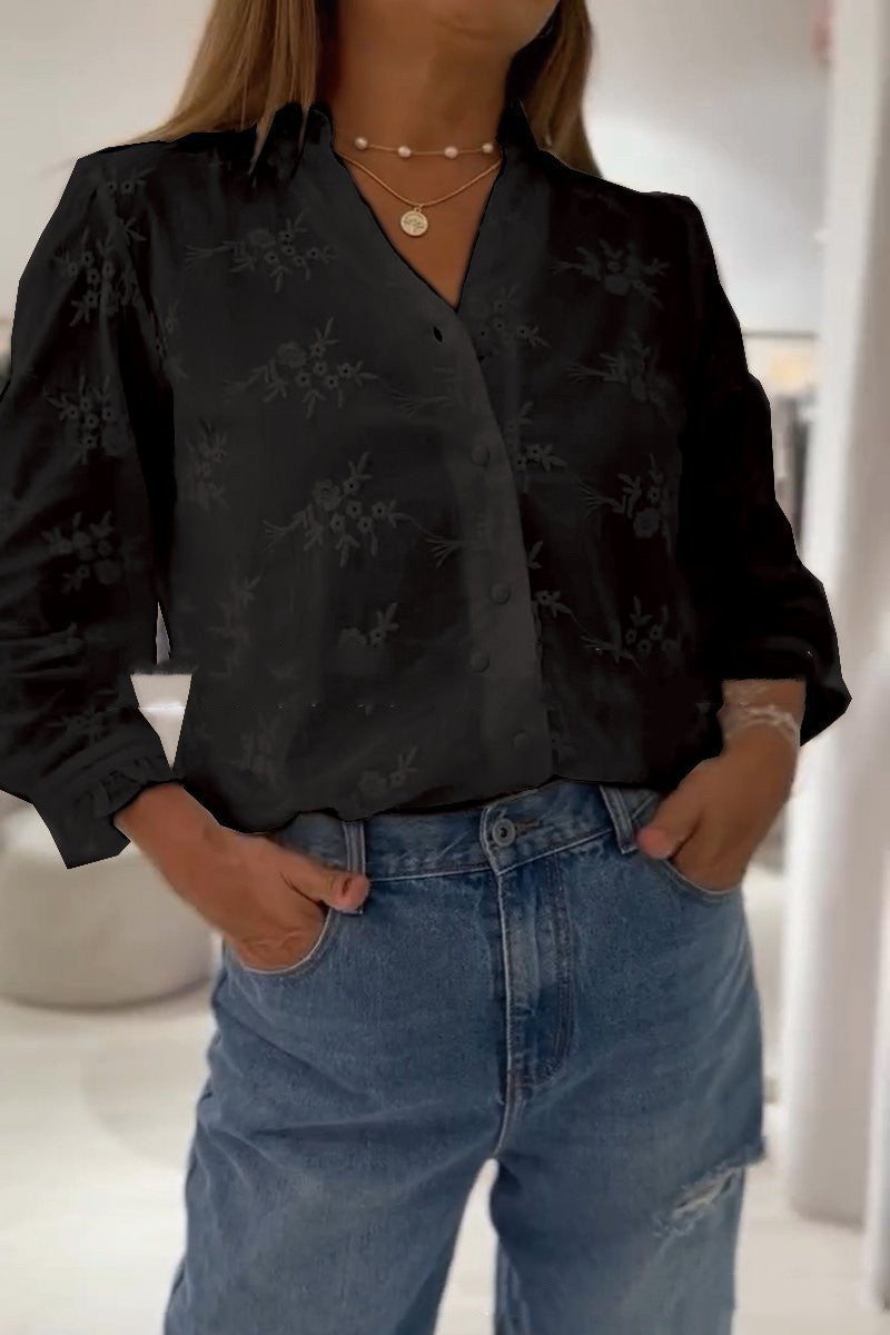 Dam Bomull Blus Bekväm Passform