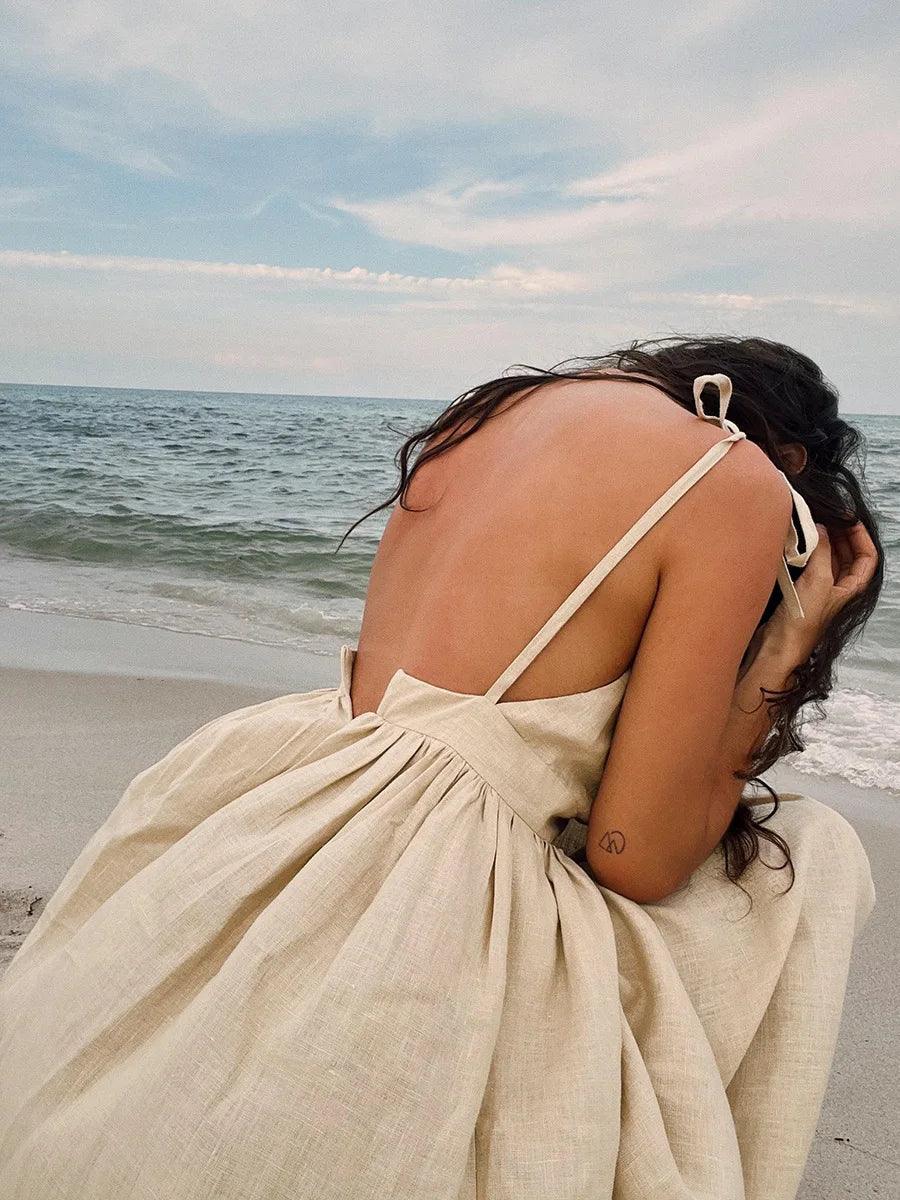 Dam Bomull Strandklänning Vintage Sling