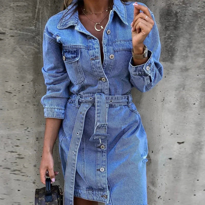 Dam Denim Klänning Elegant Design