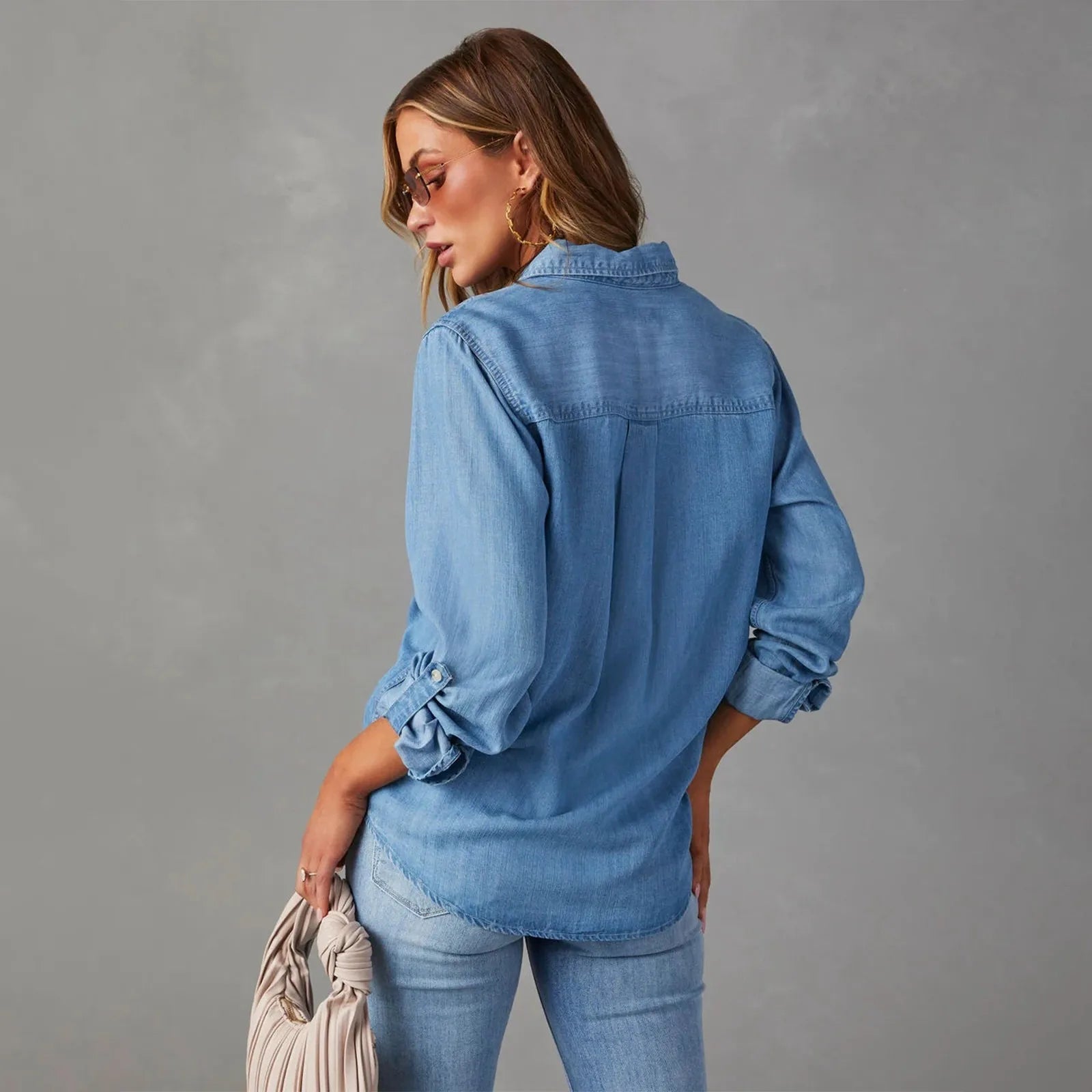 Dam Denimskjorta Långa Ärmar Chic Design