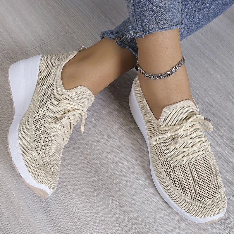 Dam Sneakers Stickad Design Ökad Sula Komfortabelt