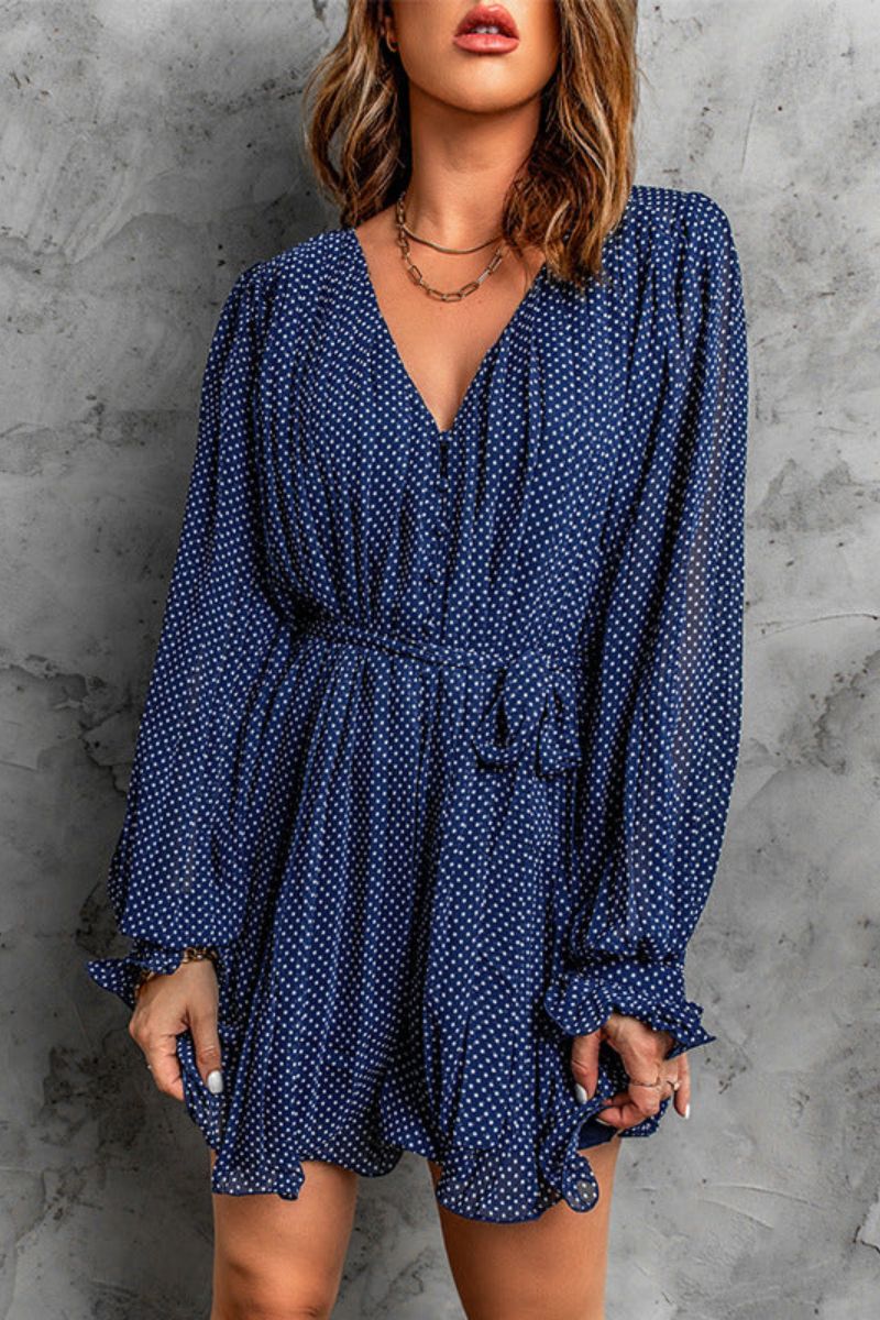 Dam Spetsklänning V-ringning med Ruffles