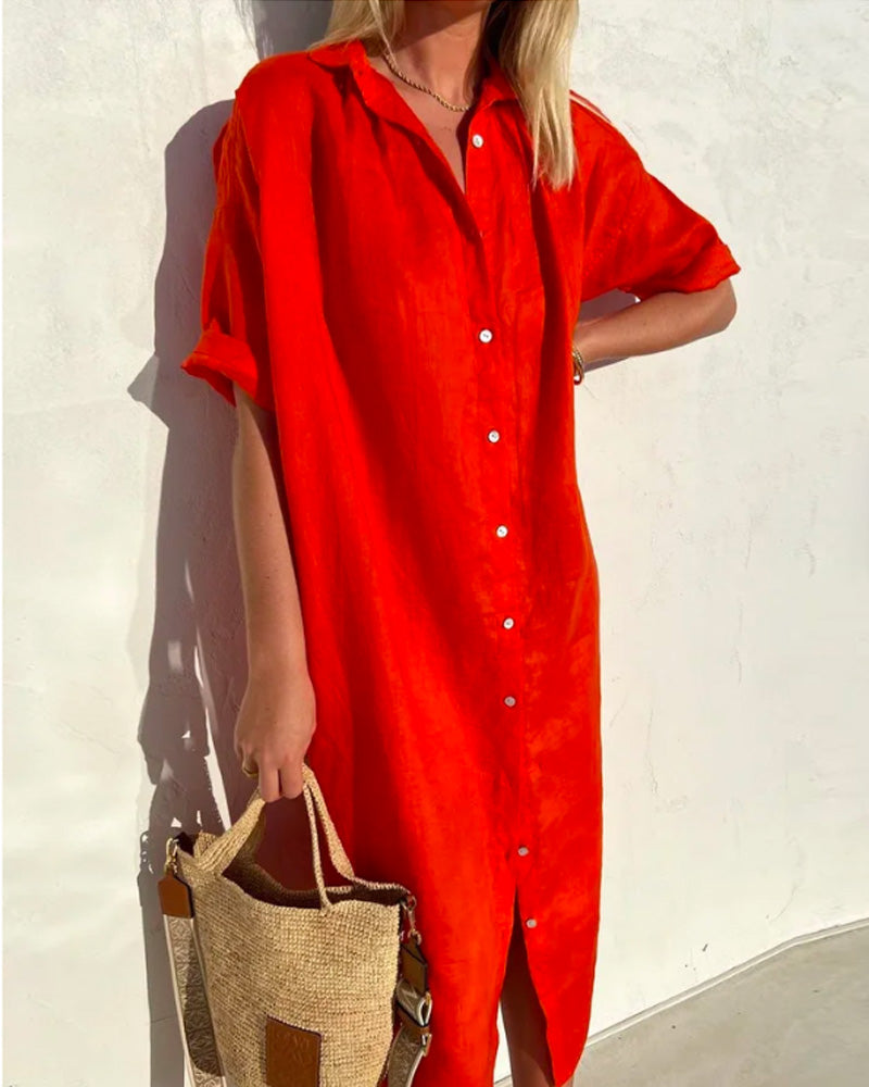 Dam bomullsskjorta – Casual stil med knytdetaljer & korta ärmar