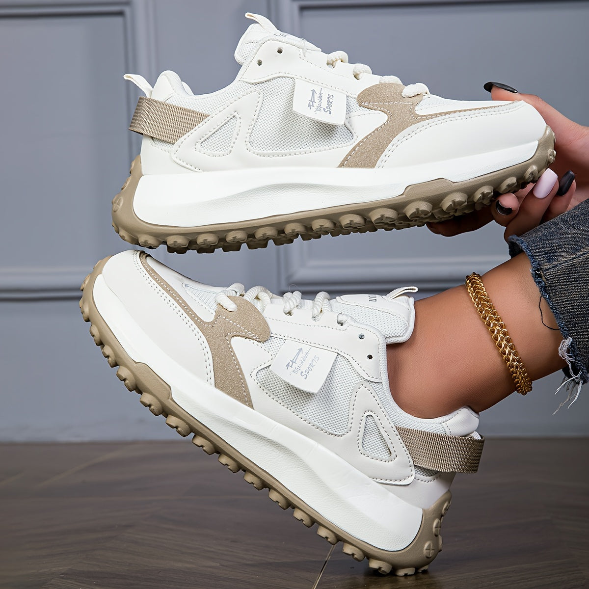 Damer Mesh Sneakers Låg Axel för Komfort och Stil