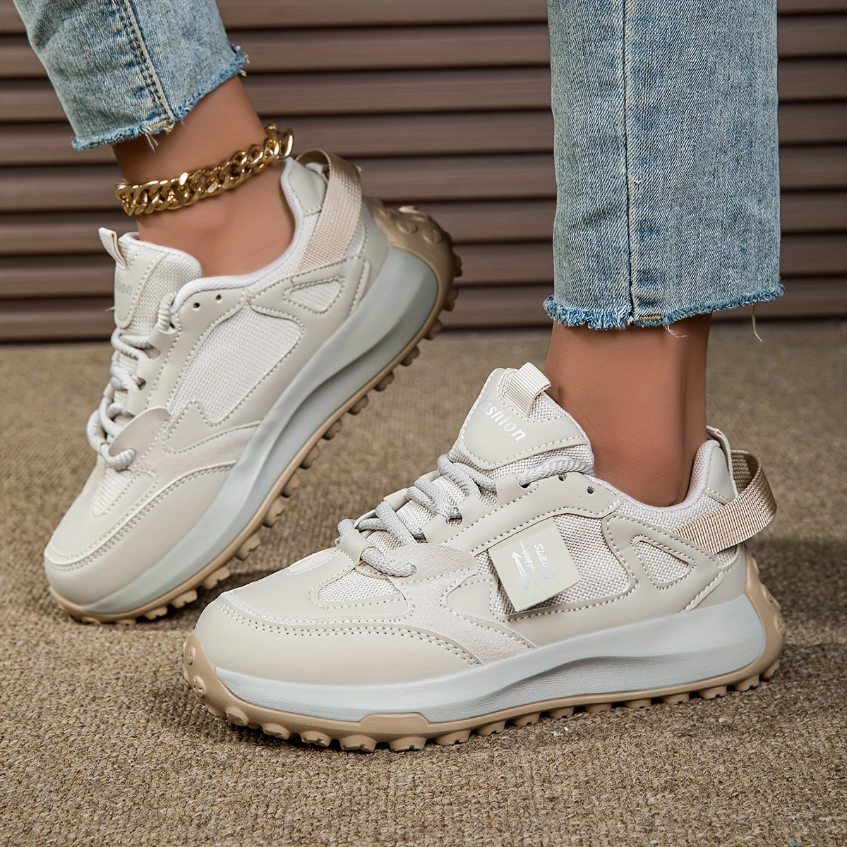 Damer Mesh Sneakers Låg Axel för Komfort och Stil