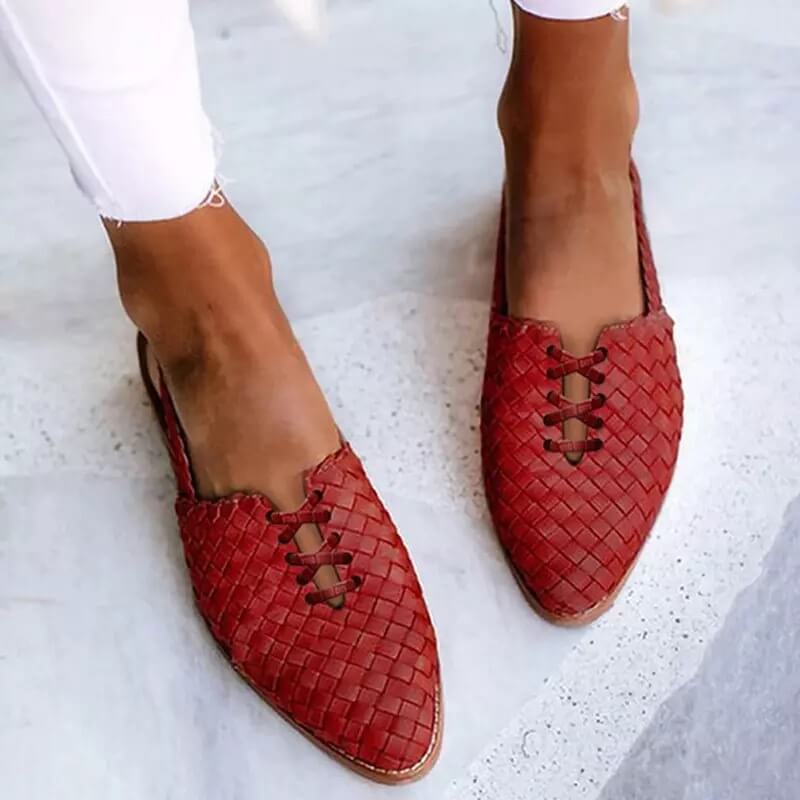 Damernas Handgjorda Läder Slipper
