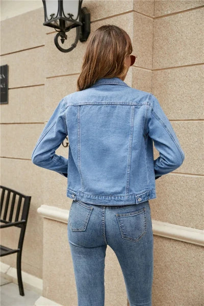 Damjacka Bomull Slim Fit Jackor Dam Med Fickor