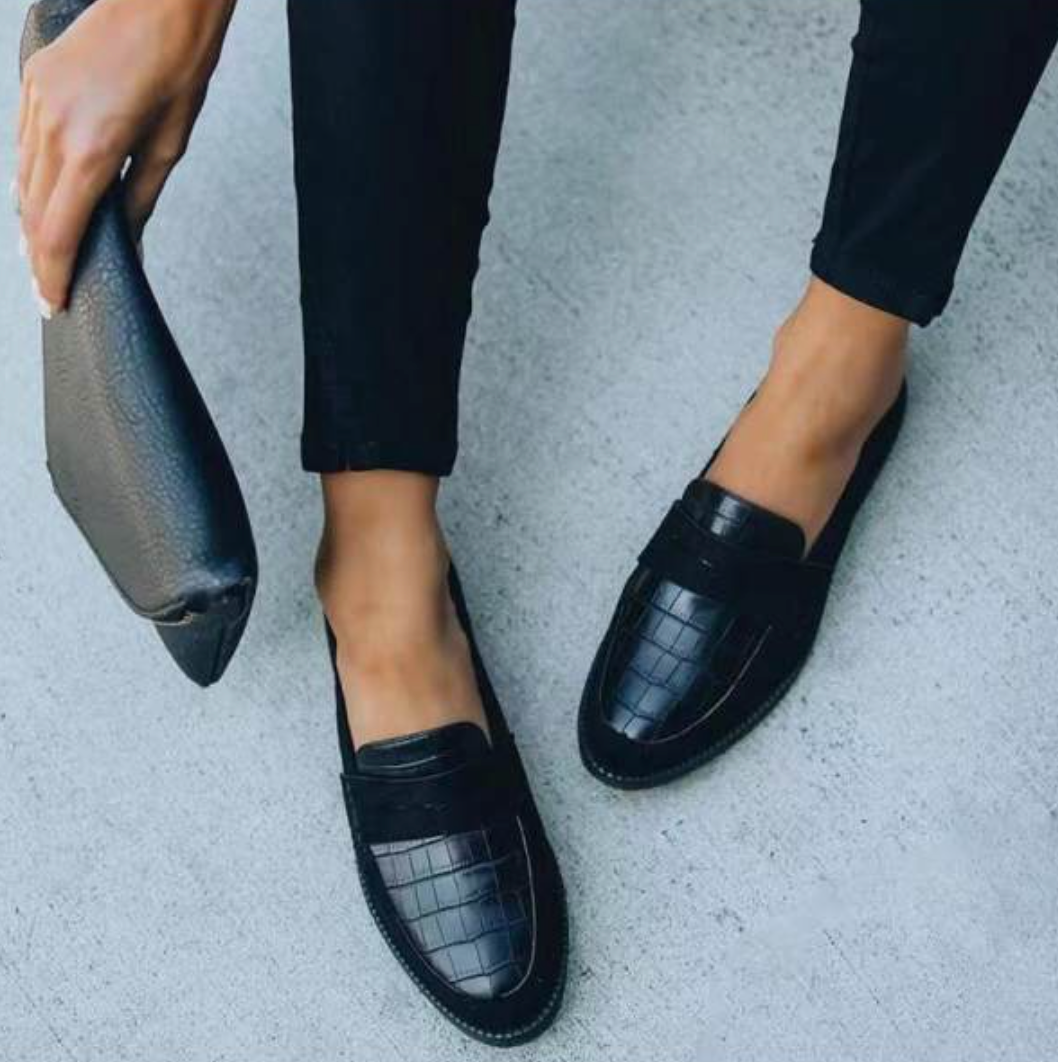Damskor Mocka Loafers Krokodiltryck Elegant Komfort
