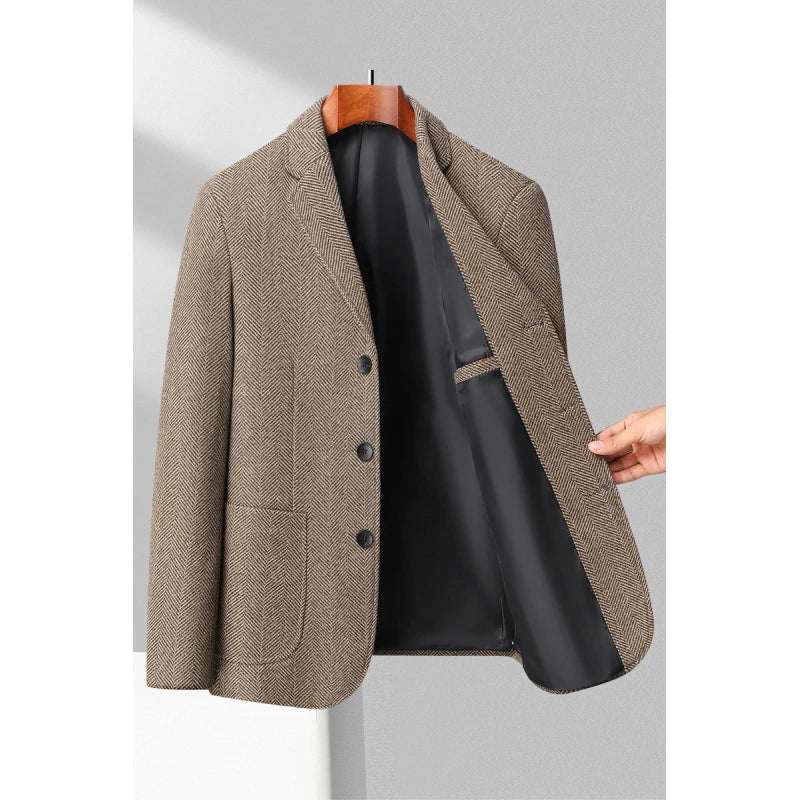 Herr Blazer Ullblandning Skräddarsydd Passform