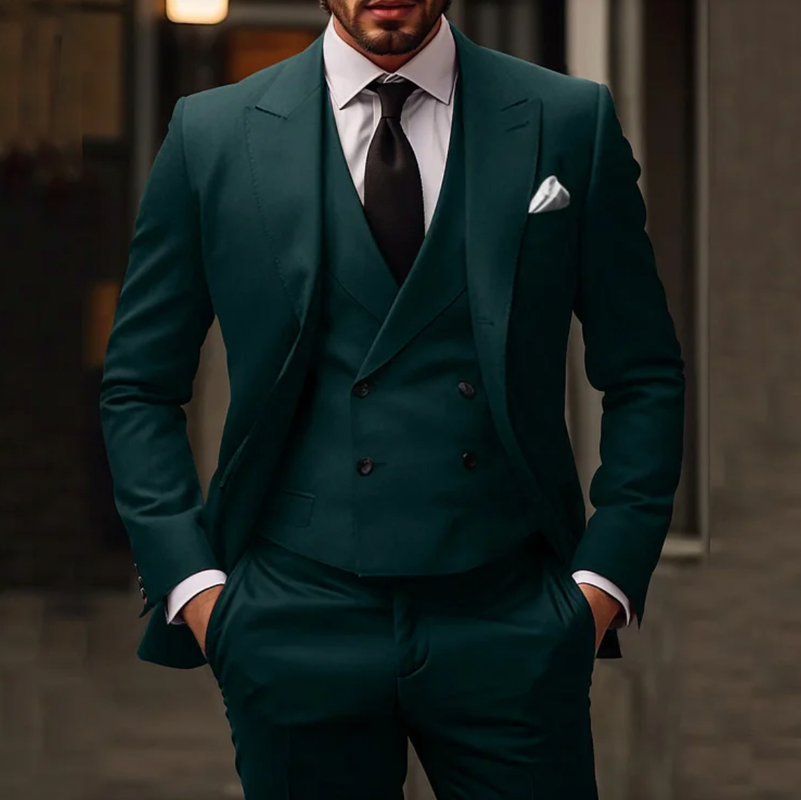 Herr Kostym Bröllop med Väst, Blazer och Byxor