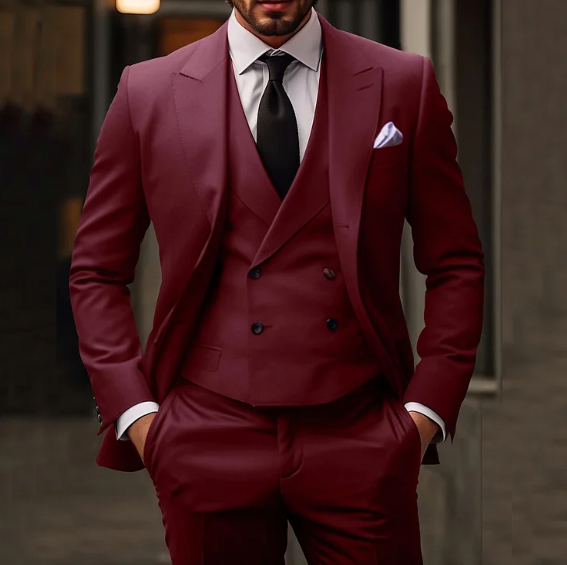 Herr Kostym Bröllop med Väst, Blazer och Byxor