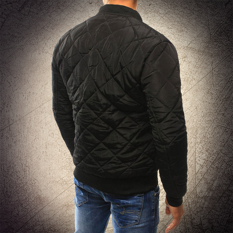 Herr Quiltad Bomberjacka Nylon med Ribbade Detaljer