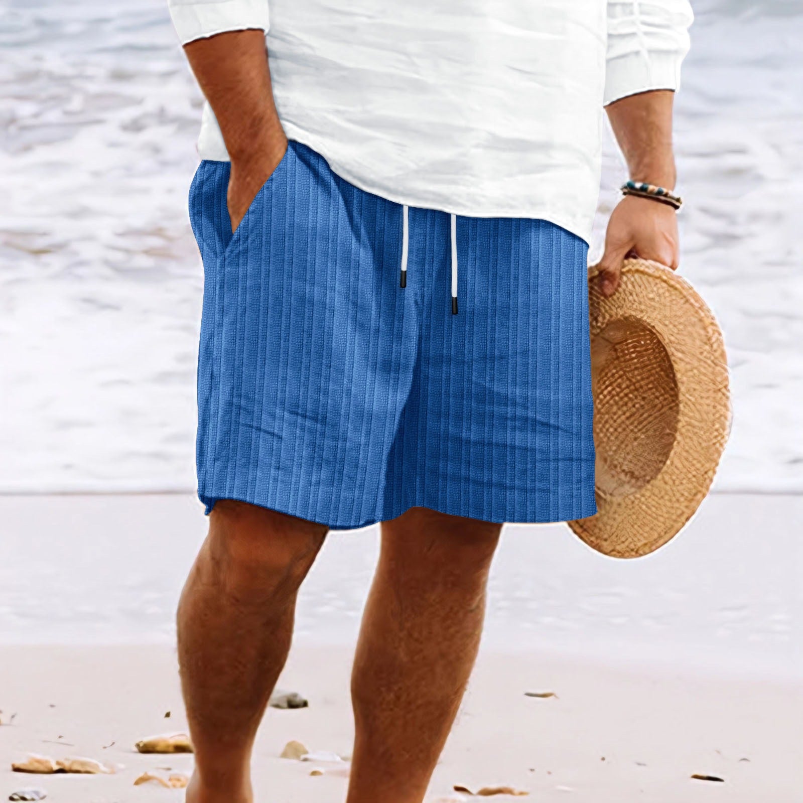 Herr Shorts Bomullslinne Avslappnad Passform