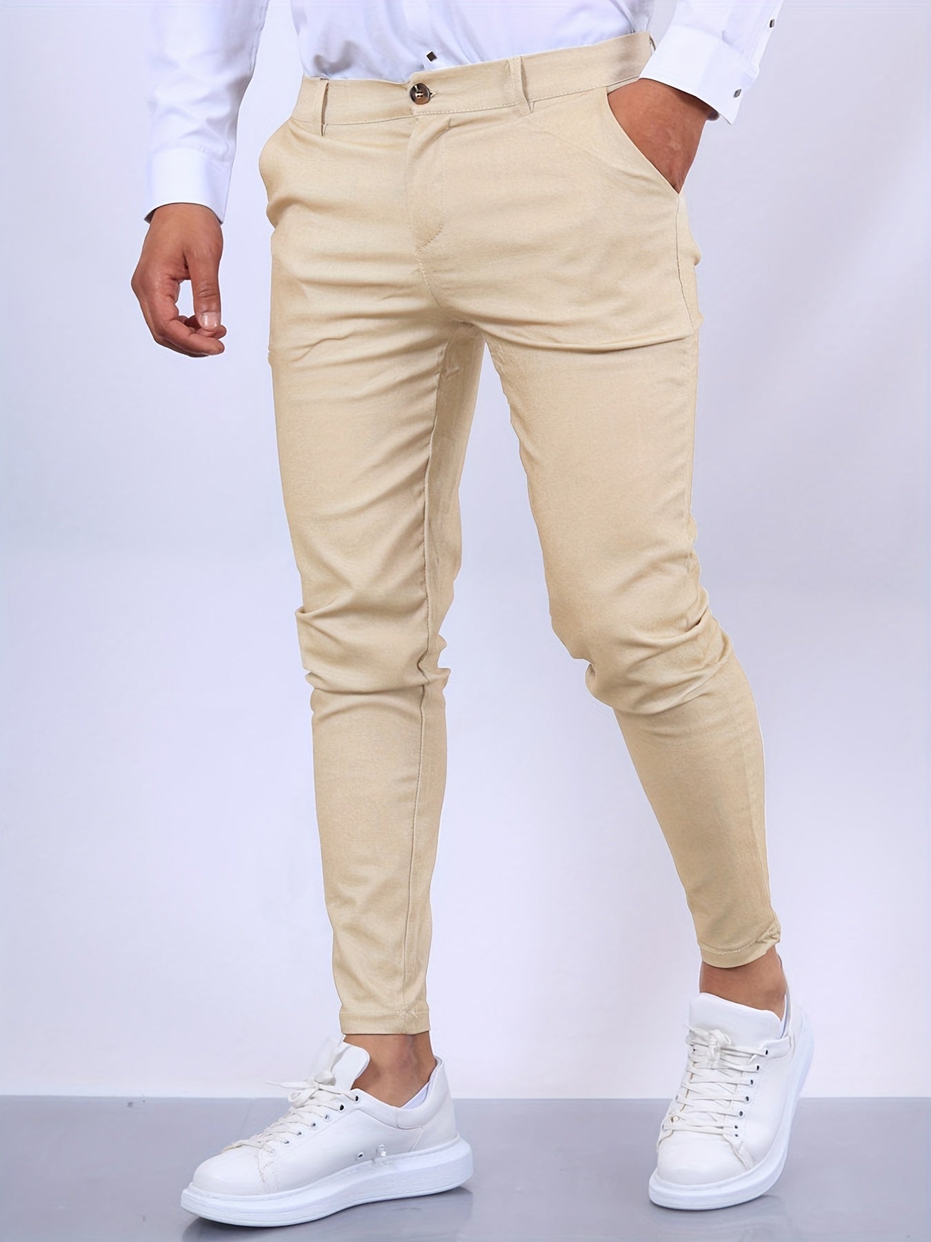 Herr Slim Fit Byxor Högkvalitativt Tyg