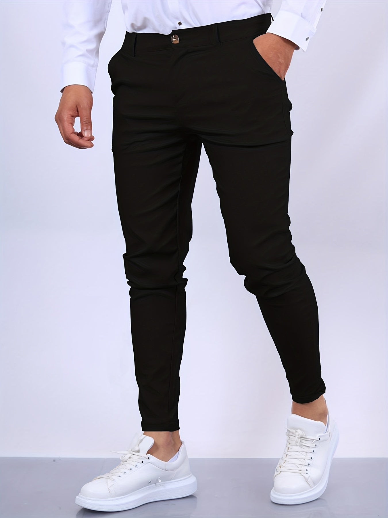 Herr Slim Fit Byxor Högkvalitativt Tyg