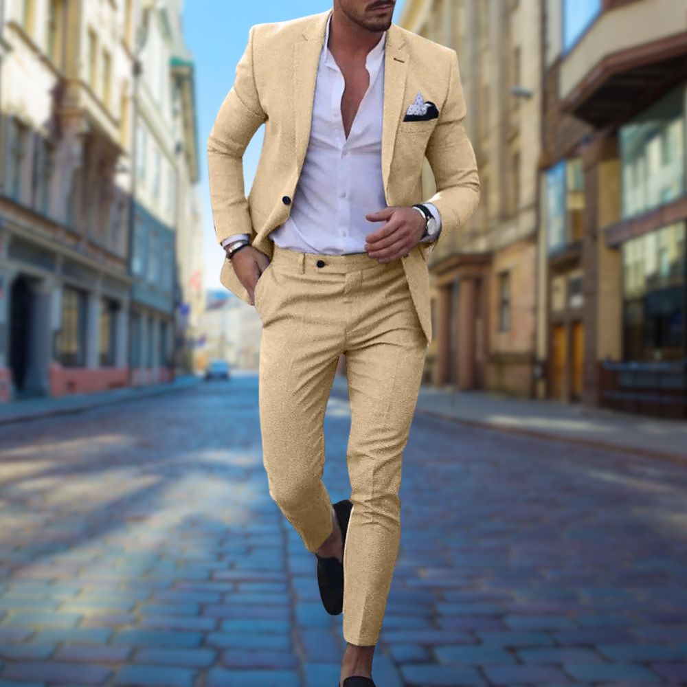 Herr Slim Fit Kostym Andningsbart Material