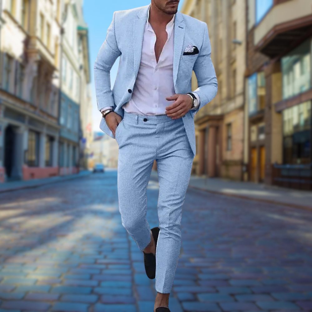Herr Slim Fit Kostym Andningsbart Material
