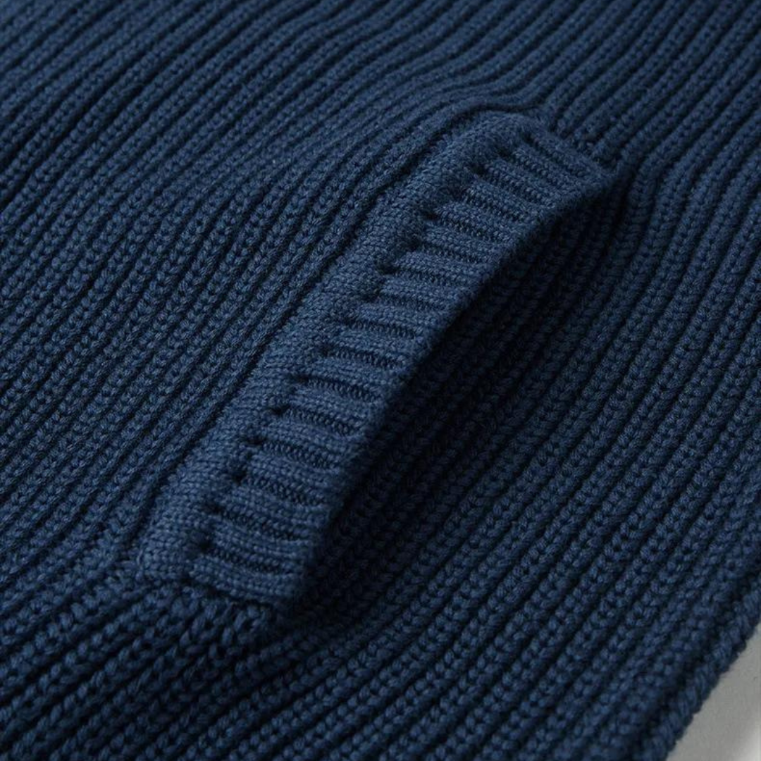 Herr Zip Neck Tröja med Ribbad Textur