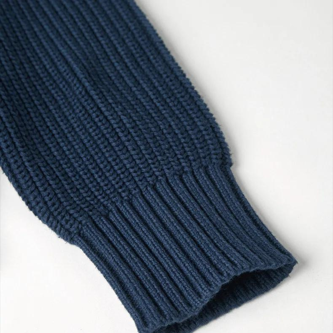 Herr Zip Neck Tröja med Ribbad Textur