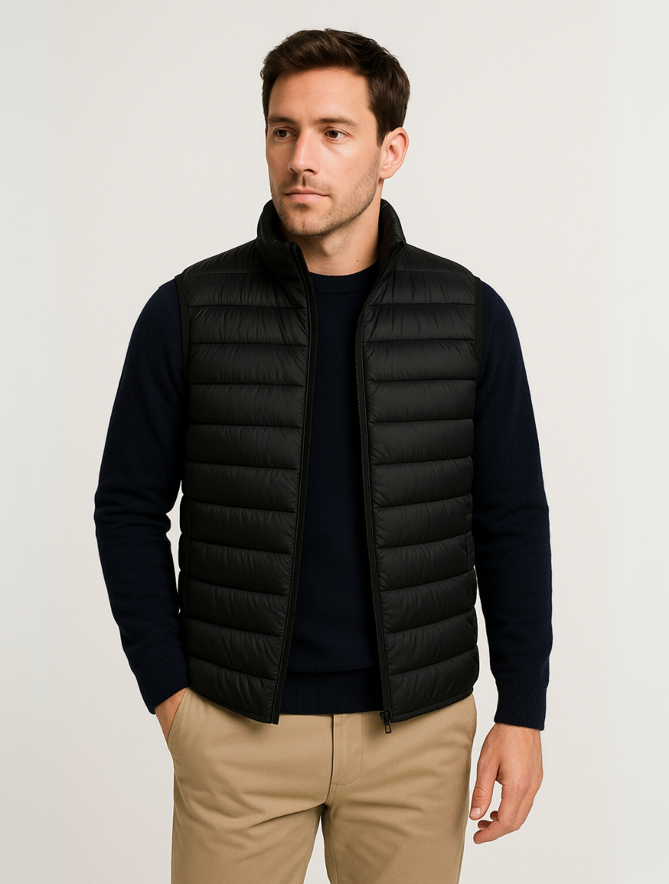 Herr Quiltad Bodywarmer med Minimalistisk Design 5
