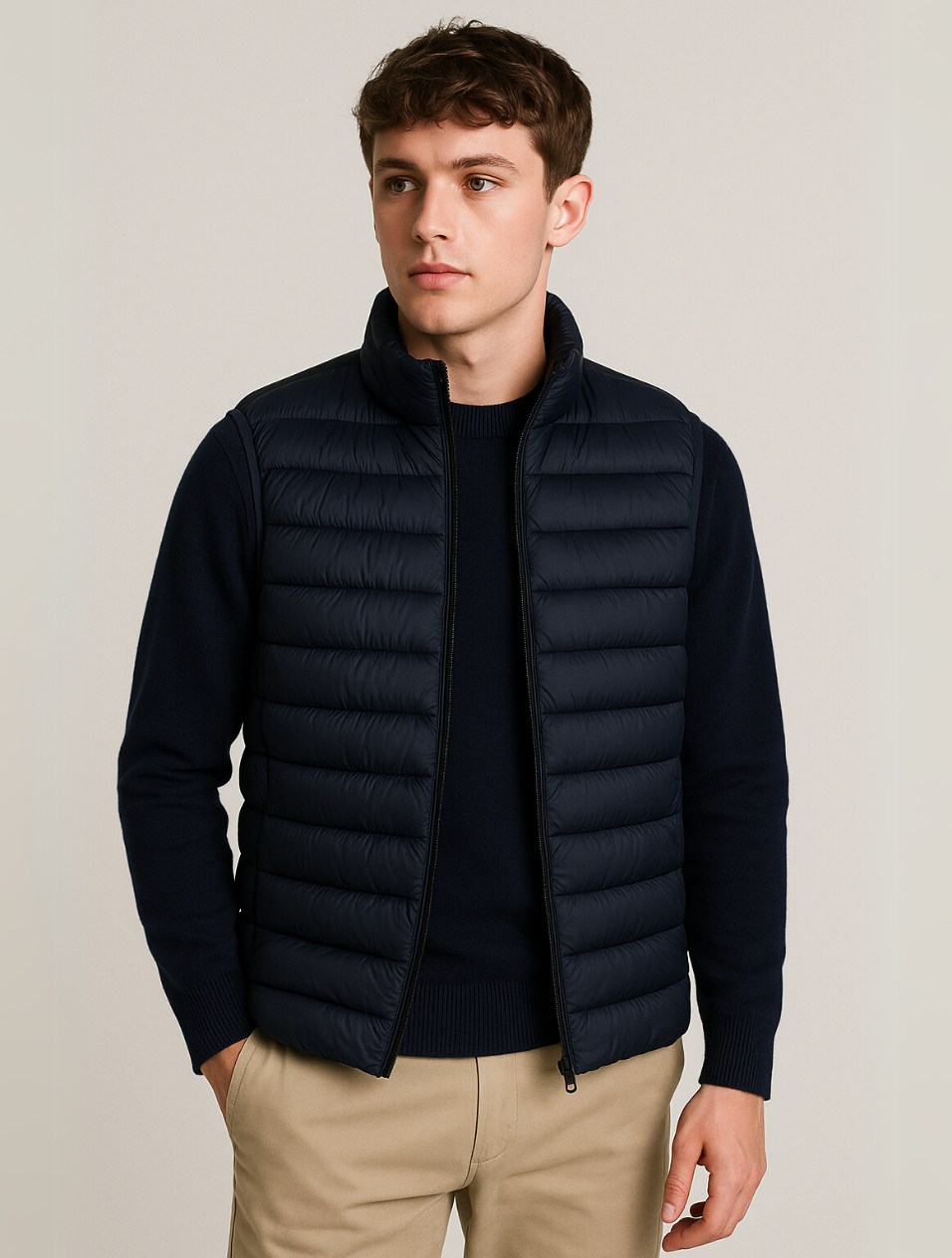 Herr Quiltad Bodywarmer med Minimalistisk Design 6