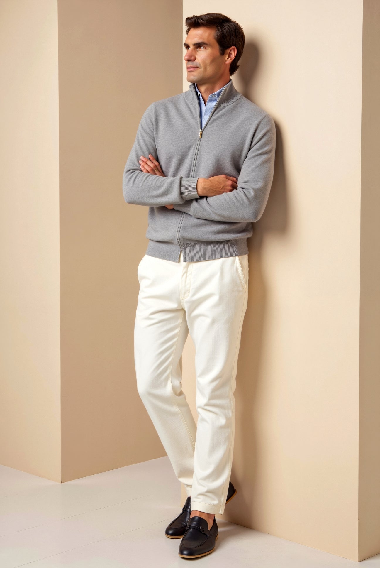 Herr Slim-fit Cardigan i Elegant Stil