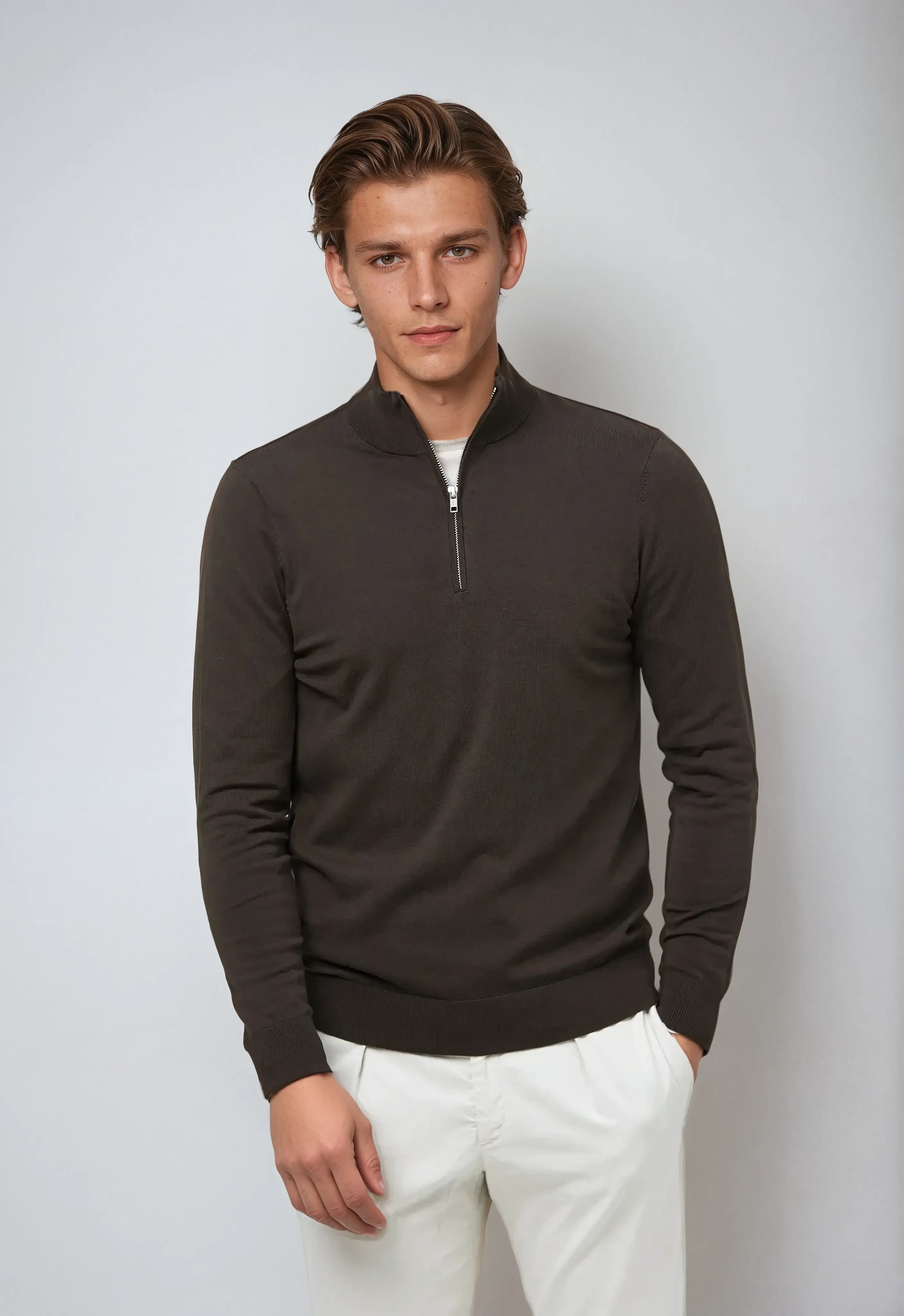 Herr Sweatshirt med Halv Dragkedja - Avslappnad Passform 3