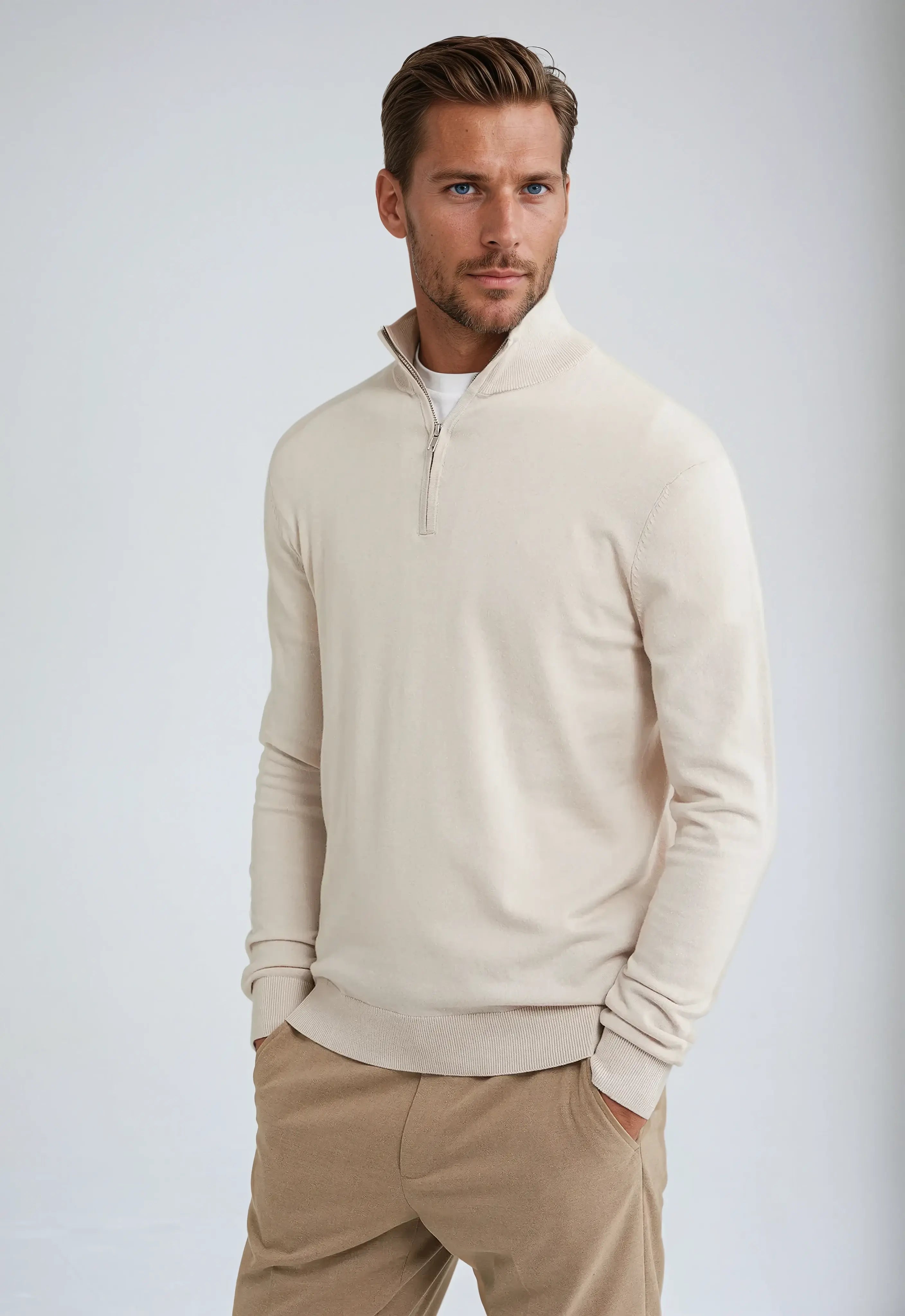 Herr Sweatshirt med Halv Dragkedja - Avslappnad Passform 5
