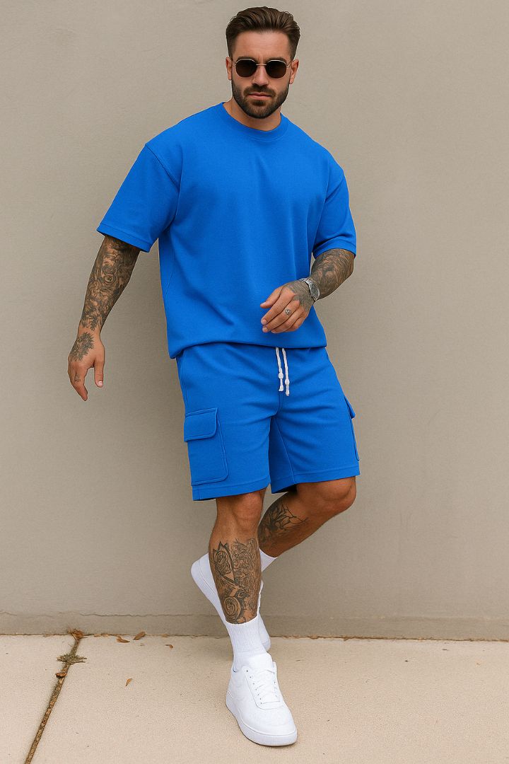Herr T-shirt och Shorts Set med Relaxed Fit 3