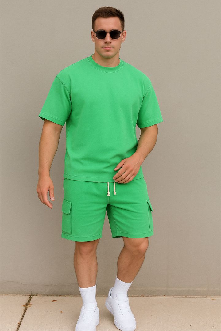 Herr T-shirt och Shorts Set med Relaxed Fit 4