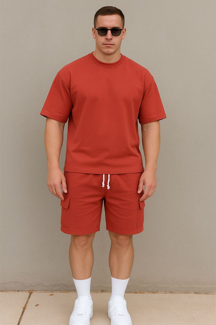 Herr T-shirt och Shorts Set med Relaxed Fit 5