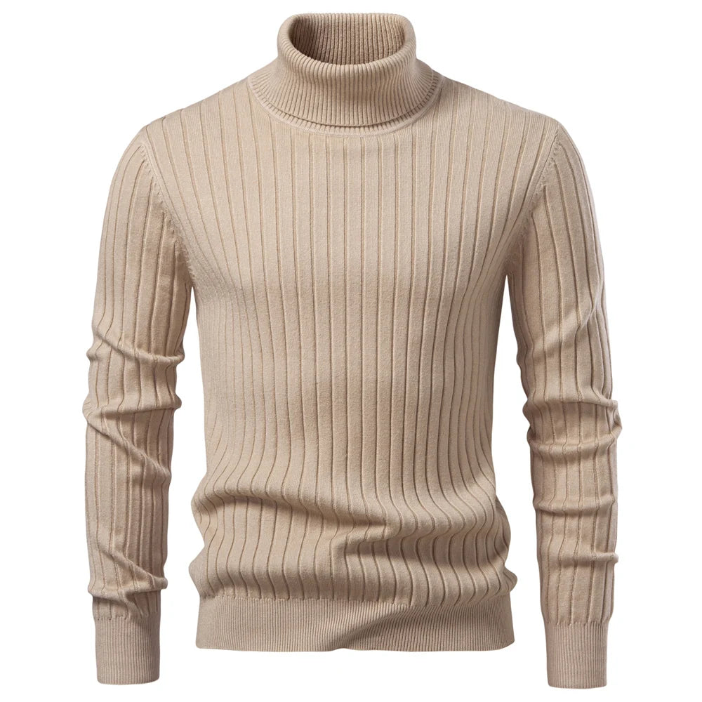 Herr Turtleneck Tröja med Randig Design för Vinterbruk 7