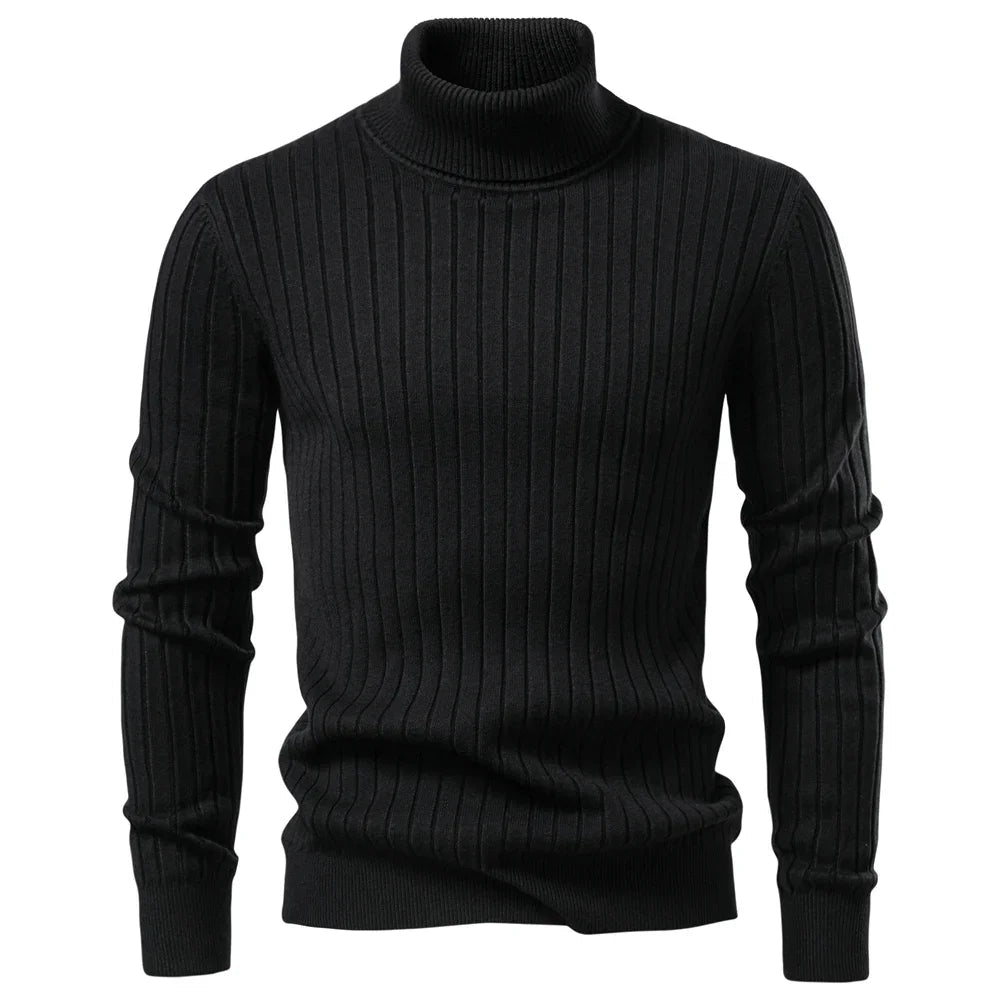 Herr Turtleneck Tröja med Randig Design för Vinterbruk 8