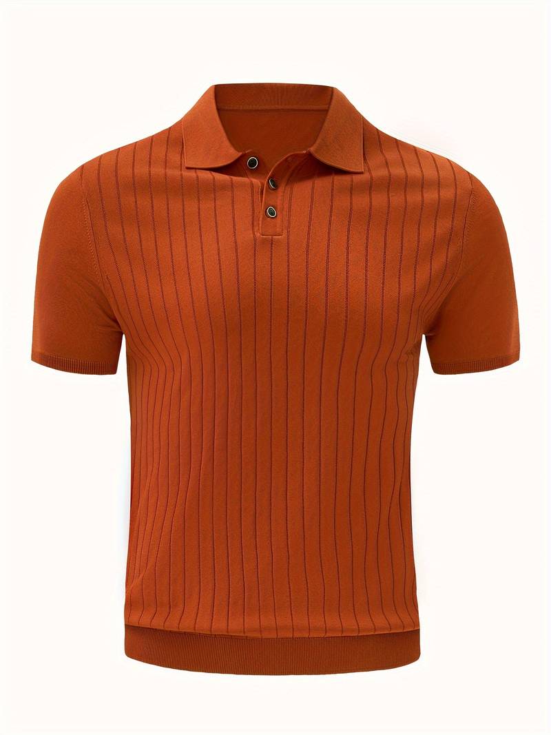 Herrar Ribbad Poloshirt Mjuk Bomull
