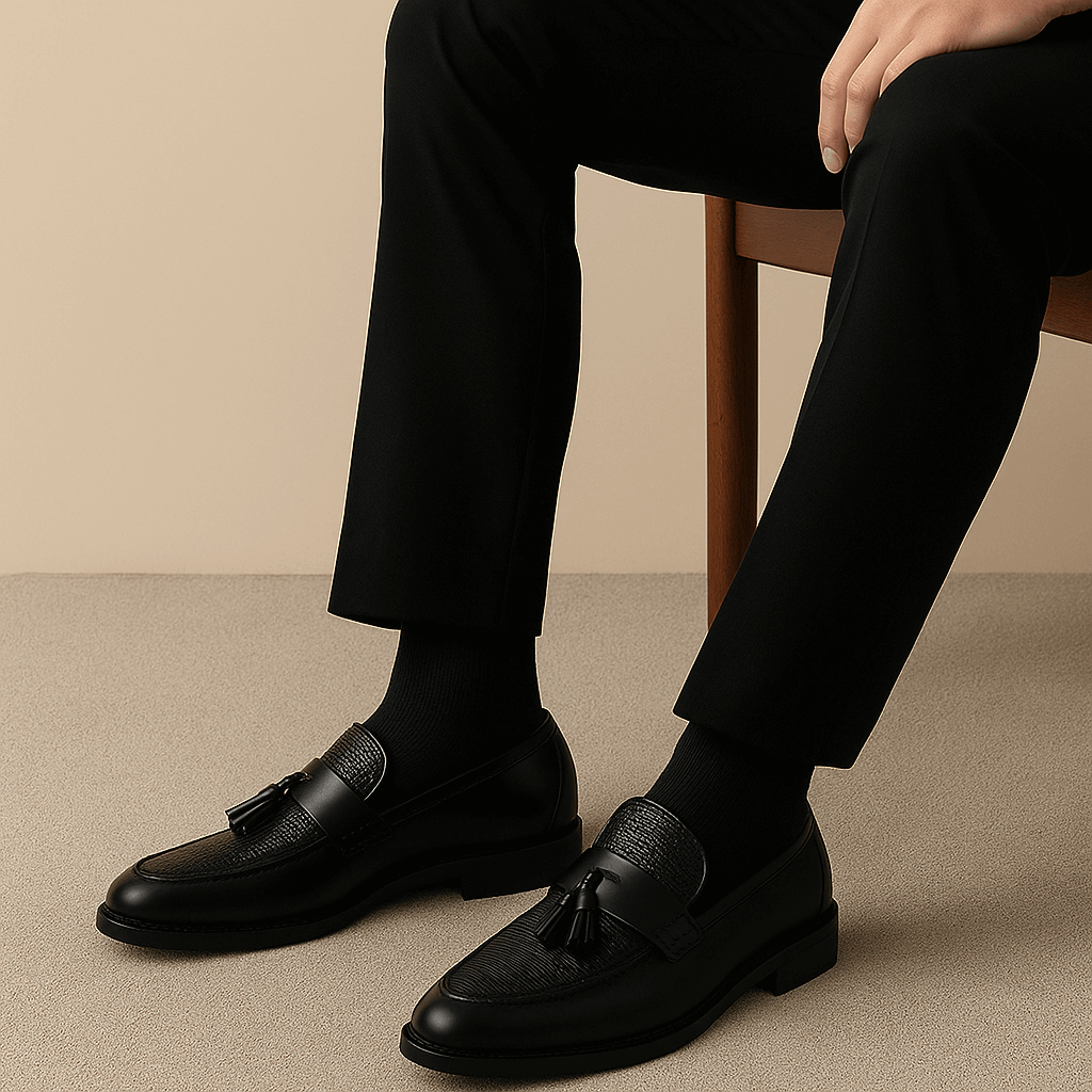 Herrarnas Woven Tassel Loafers i Läder 2