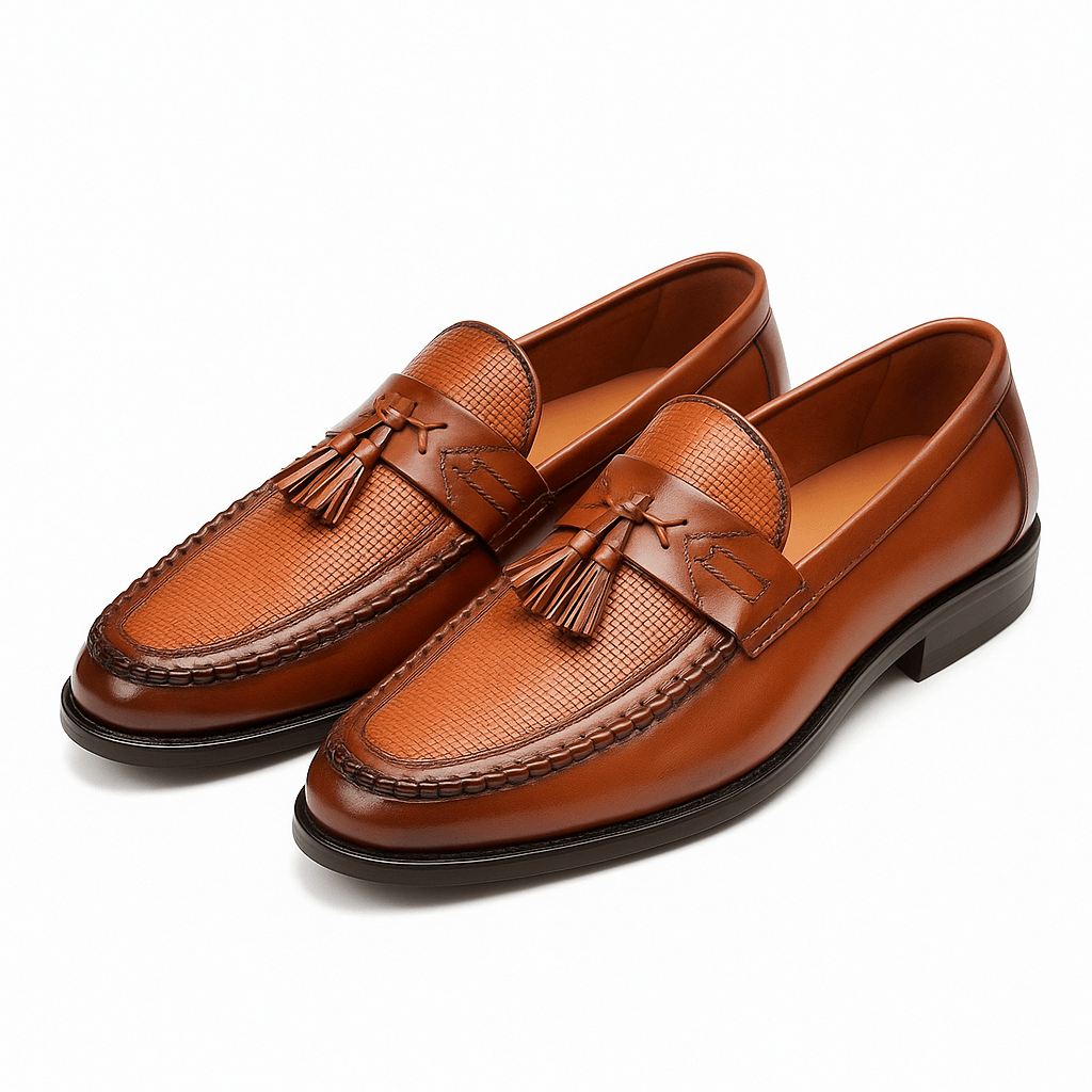 Herrarnas Woven Tassel Loafers i Läder 3