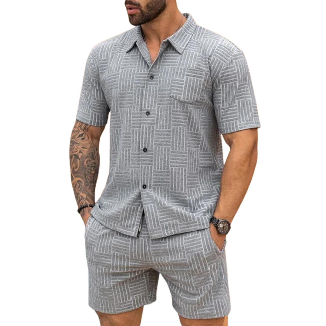 Herrars Sommar Set med Resortskjorta och Shorts