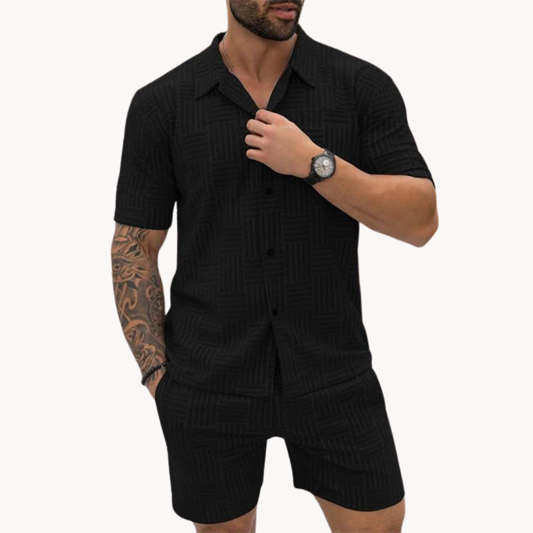 Herrars Sommar Set med Resortskjorta och Shorts