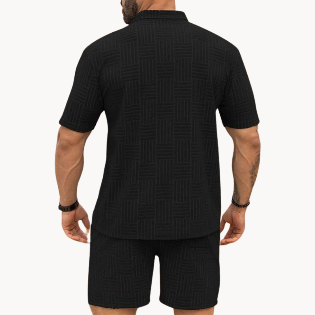 Herrars Sommar Set med Resortskjorta och Shorts