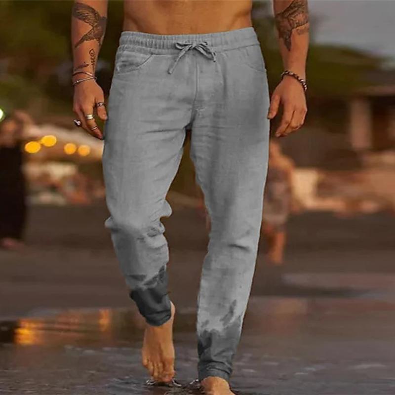 Herren Lätta Strandbyxor Bomull med Elastisk Midja
