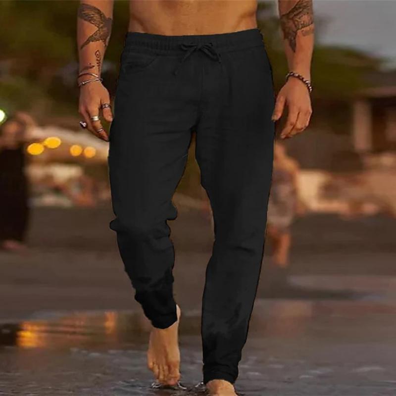 Herren Lätta Strandbyxor Bomull med Elastisk Midja