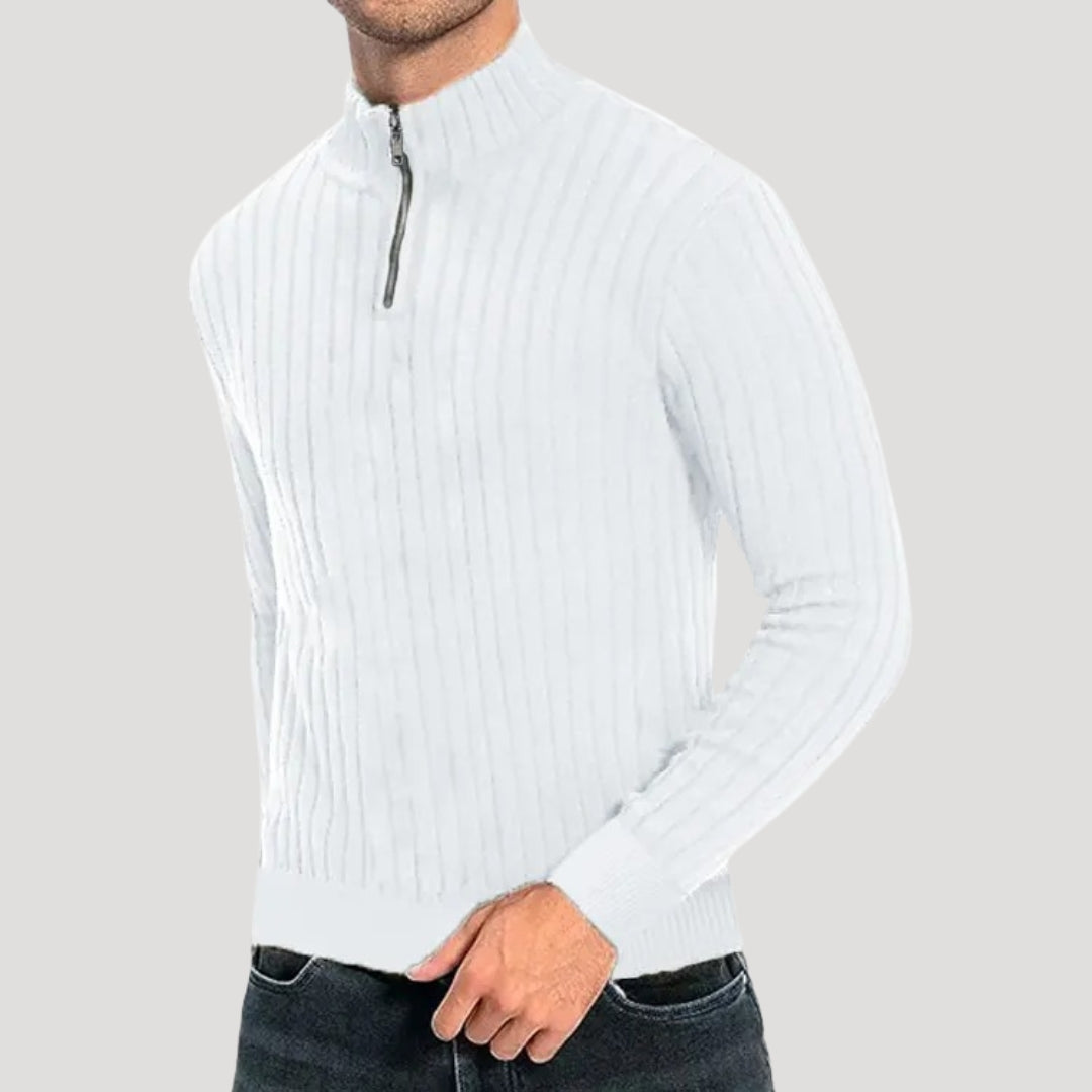 Herren Halvdraget Stickad Jumper med Ribbad Textur 4